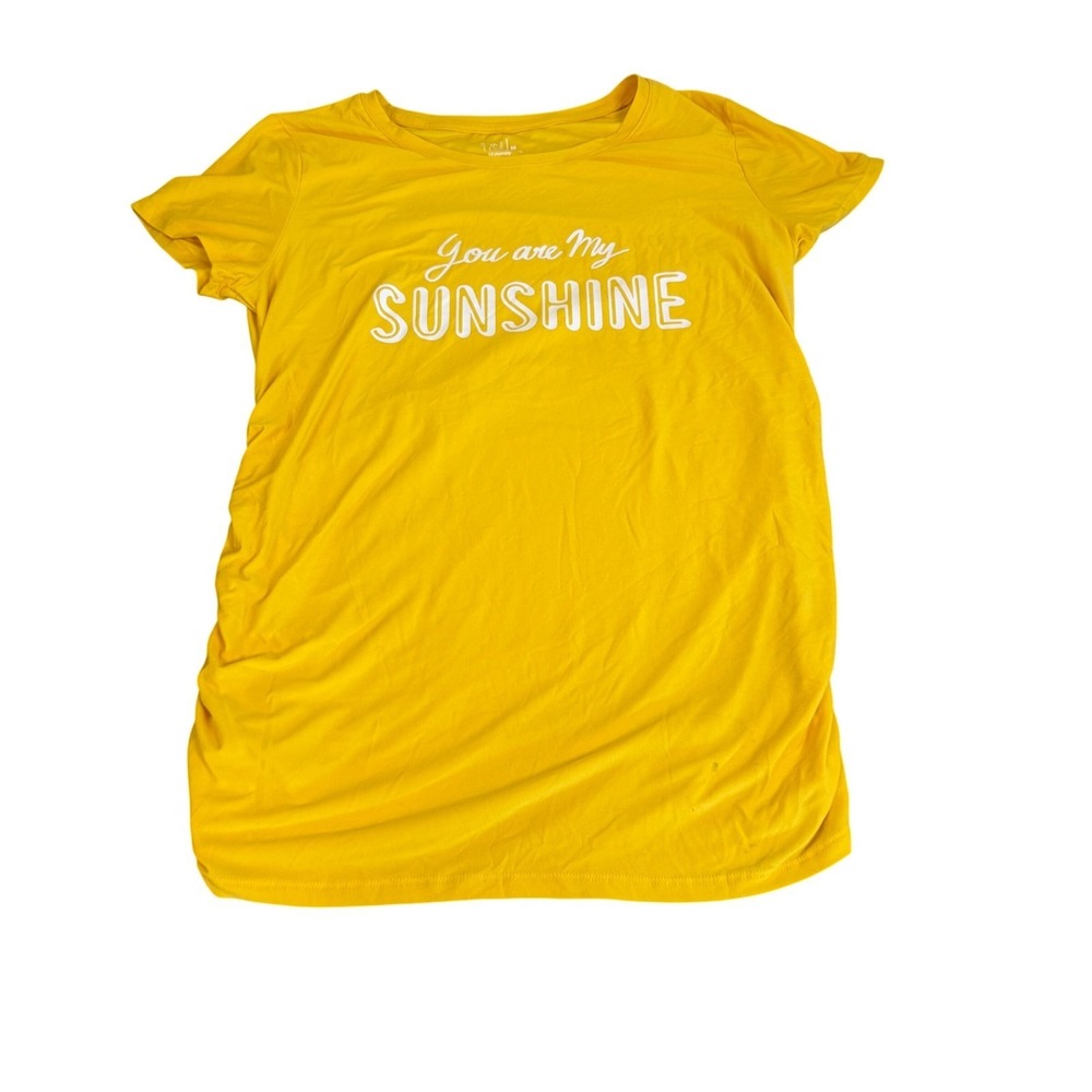 Time and Tru Maternity Yellow You Are My Sunshine Ruched Graphic T-Shirt Size M